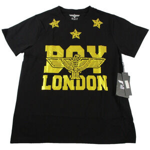 Boy London Shirt Mens Large Black Gold Eagle Logo Streetwear Graphic Tee 1308